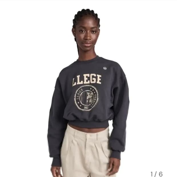 렉토 크롭 맨투맨 차콜