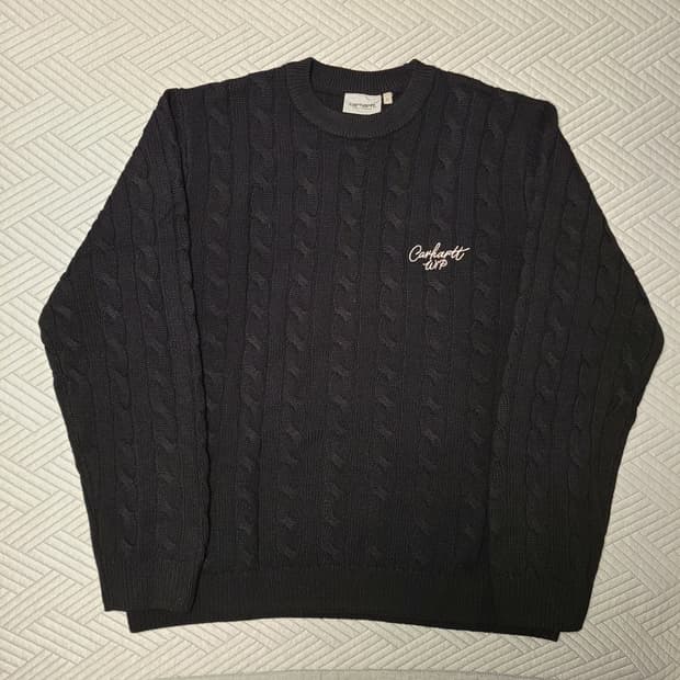 칼하트WIP 시그니처 스웨터 블랙/왁스 L 사이즈