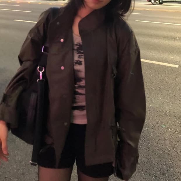 보헤미안서울 필드 사파리 하프 자켓 카키브라운