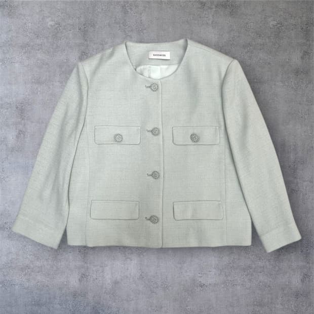쉬즈미스 Shesmiss 민트 라운드넥 트위드 숏 자켓 66