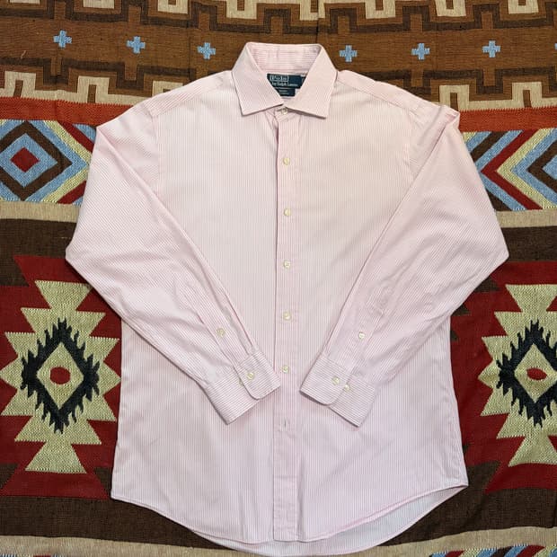 100) 폴로 랄프로렌 셔츠 핑크 스트라이프