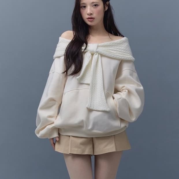 새상품 더티스 리본후드 아이보리 