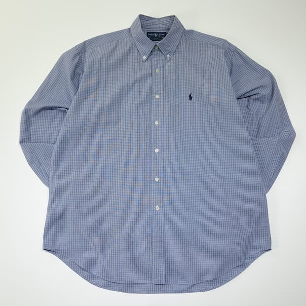 CL682 L 폴로 90s 코튼 마이크로체크 블루 셔츠 남방