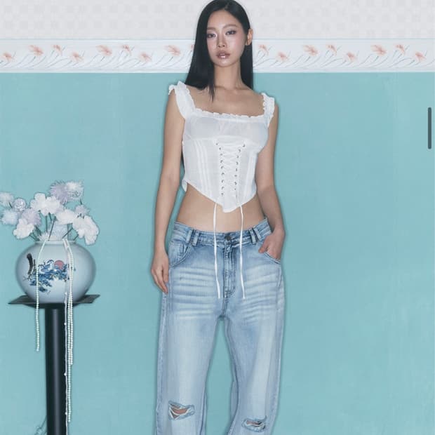 플리즈노팔로우 와이드 데님