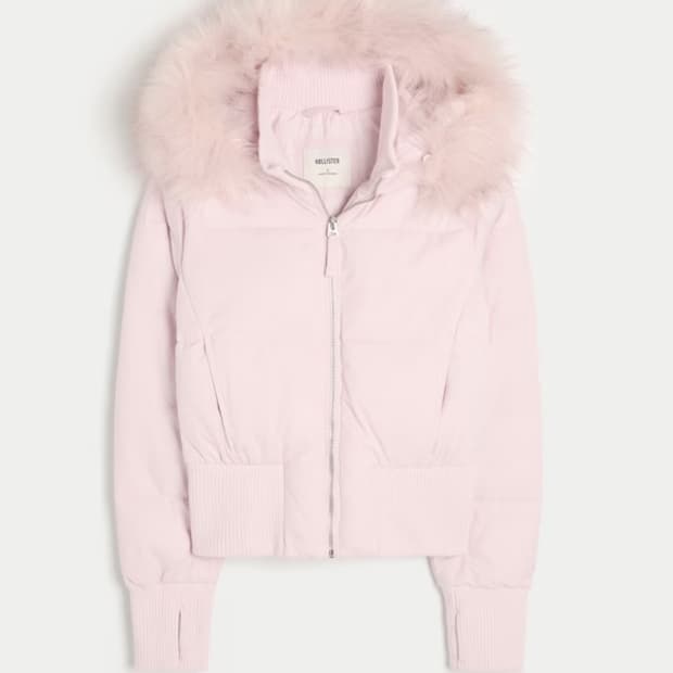 홀리스터 핑크 퍼 패딩 S