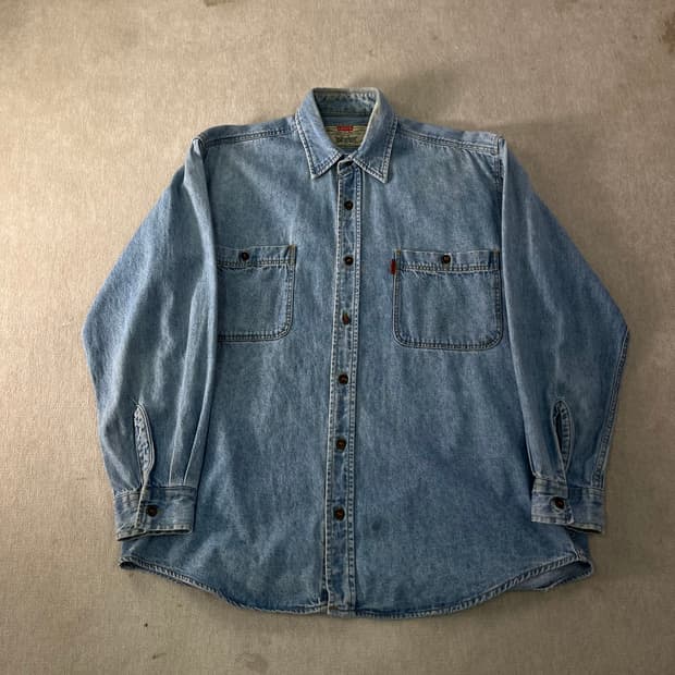 100 리바이스 90s 오렌지탭 투포켓 데님 셔츠