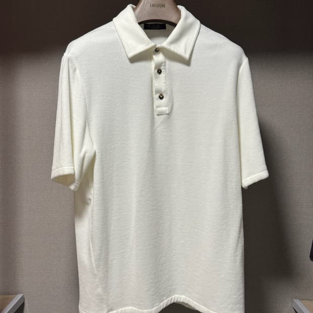 로로피아나 코튼 실크 벨루어 카라티셔츠 화이트 L