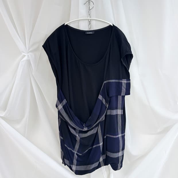 Limi Feu drape check layered long top