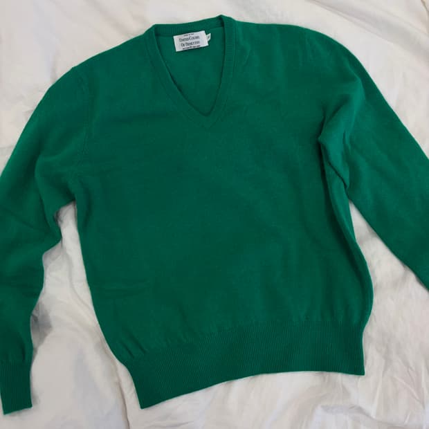 베네통 울 100 니트 그린