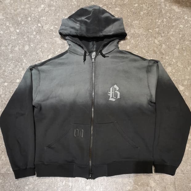 💥블랙아웃 빈티지워싱 집업 후드 (블랙)
