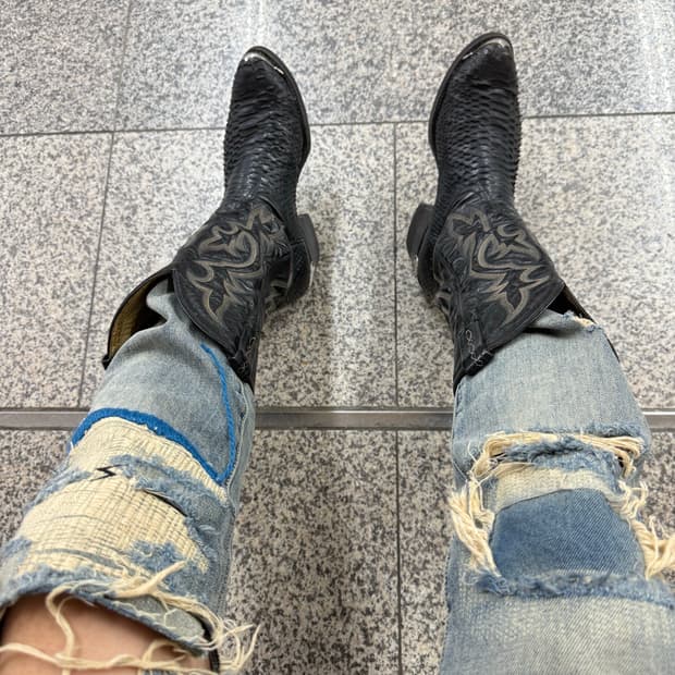 토니라마  뱀피 메탈찡 다크 웨스턴부츠