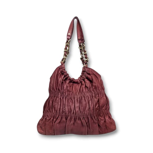 MICHAEL KORS 마이클코어스 버건디 셔링 체인 숄더백