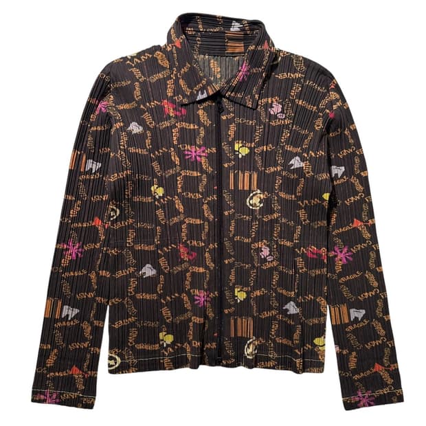 이세이 미야케 플리츠 플리즈 패턴 집업 싱글 자켓