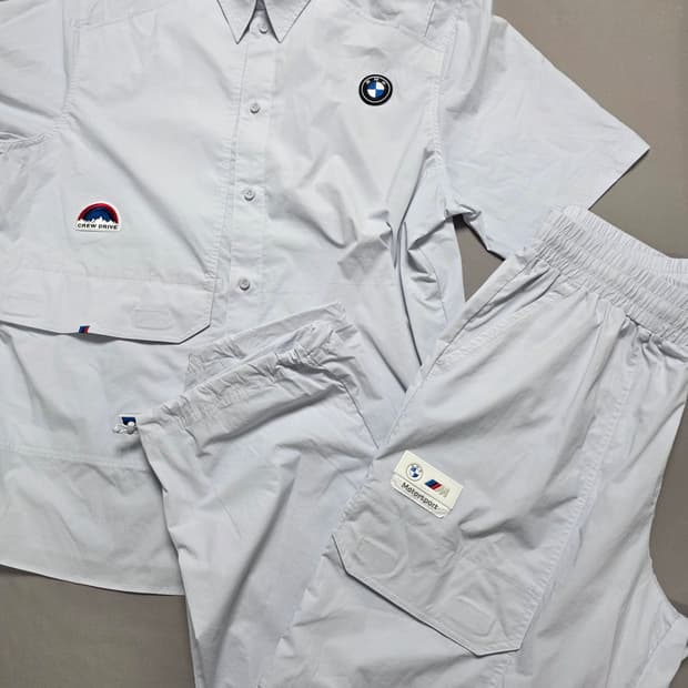 푸마 BMW 반팔 셔츠 + 트레이닝 바지 세트 [M] 섬머크루