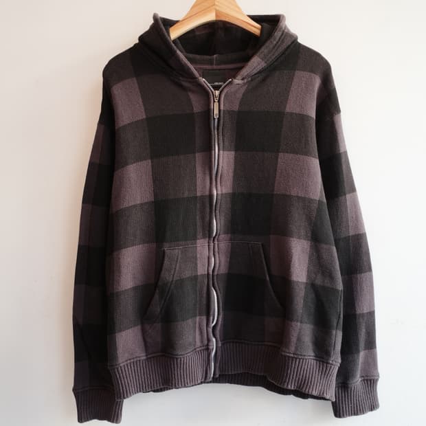 FREE BEAT 버팔로체크 패턴 집업 후디