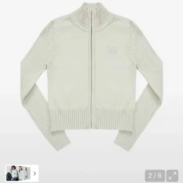 애즈온 마론 니트 집업 베이지