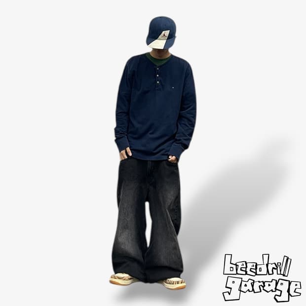 타미힐피거 오가닉 코튼 헨리넥 롱슬리브