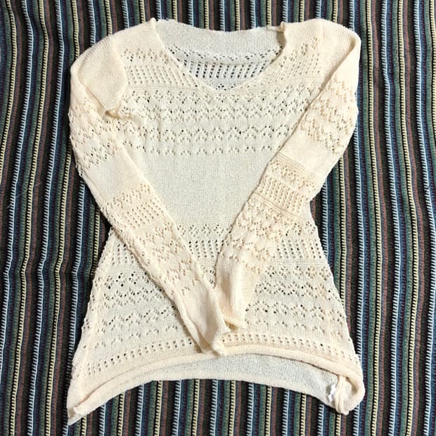 빈티지 레이스 브이넥 루즈 니트