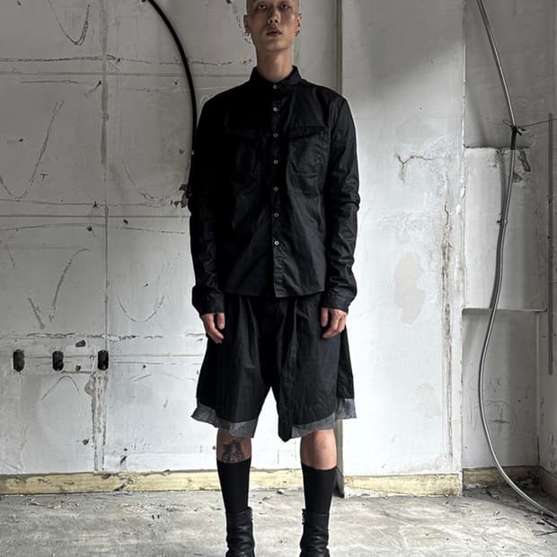 san263-1 waxed single shirt black