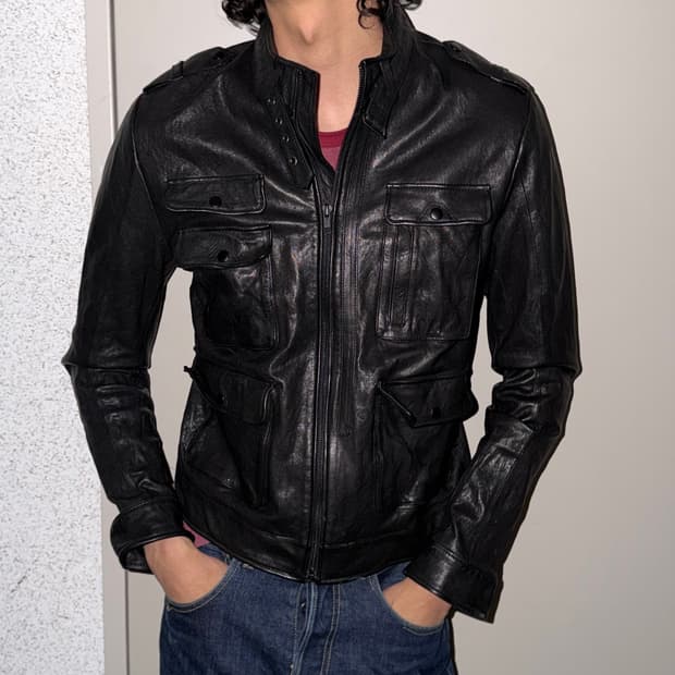 이태리 양가죽 멀티포켓 레더 자켓