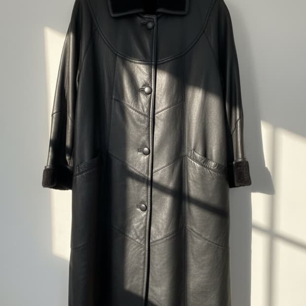빈티지 시어링 레더 코트