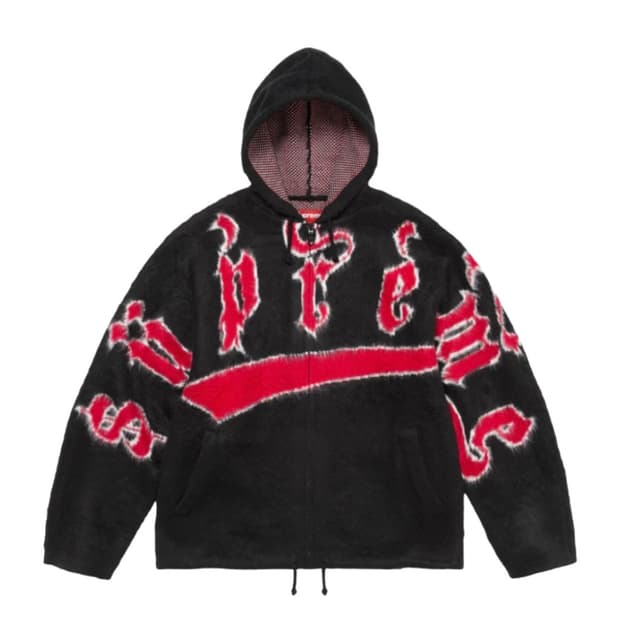 슈프림 악센트 브러쉬드 집업 후드 스웨터 블랙 - 24FW