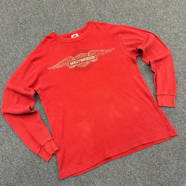 M) 할리데이비슨 빈티지 프린팅 레드 롱슬리브