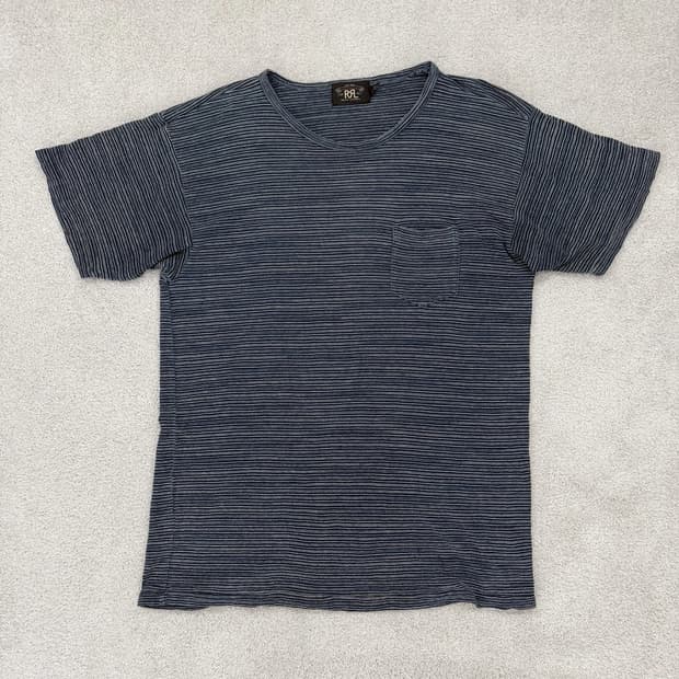 00s RRL 더블알엘 인디고 스트라이프 저지 포켓 티셔츠