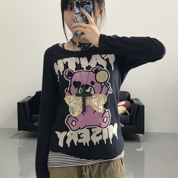 Jpn Kitsch Graphic Long Sleeve T-Shirts