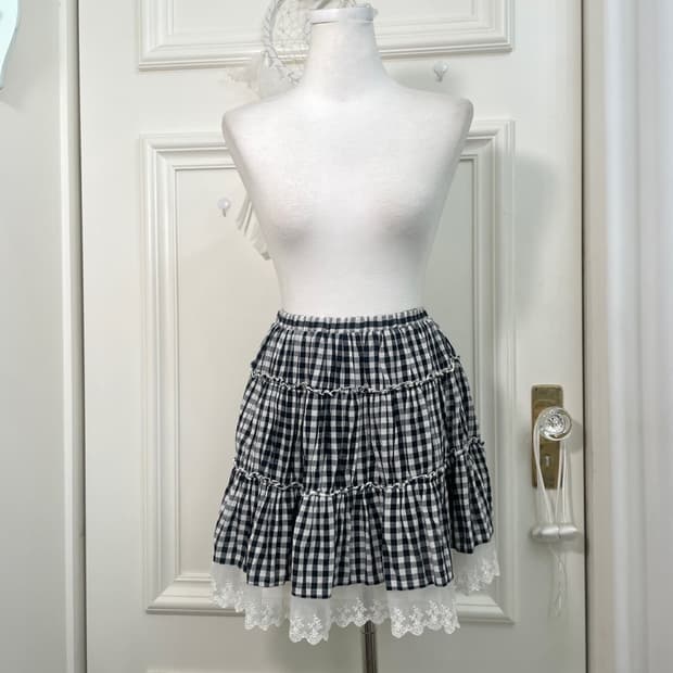 black gingham check under lace mini band