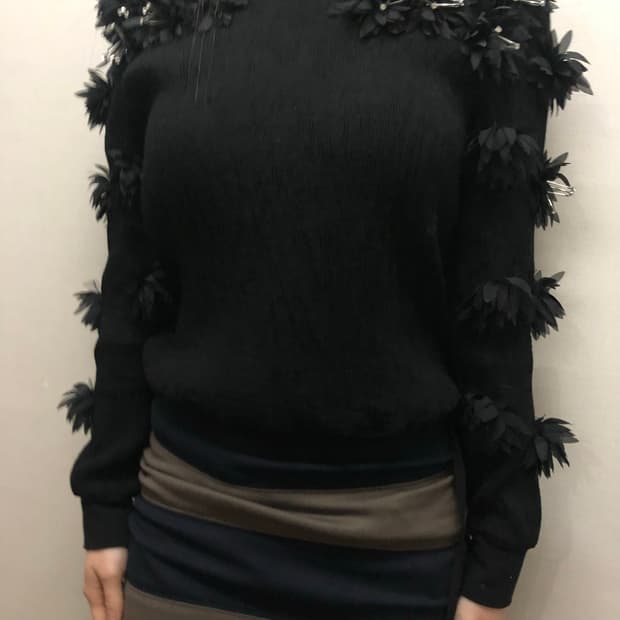 빈티지 블랙 펑크 디테일 탑