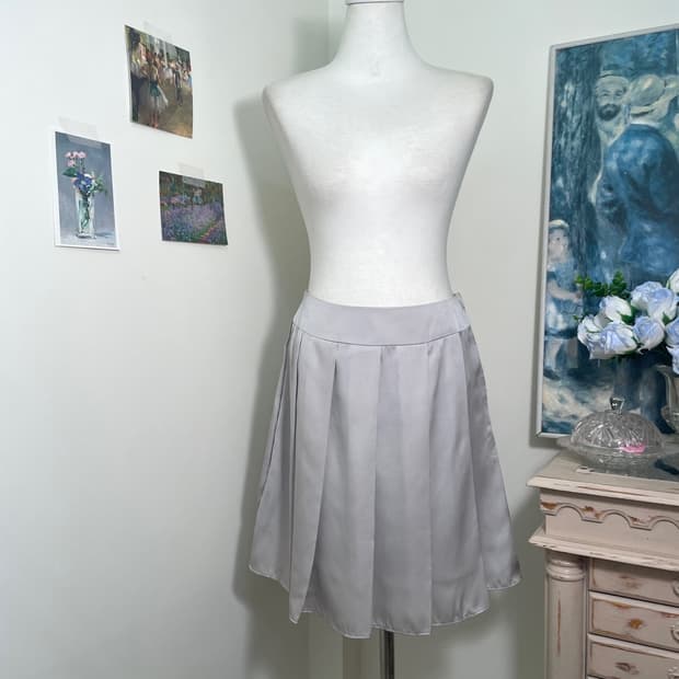 sheer gray pleats midi skirt