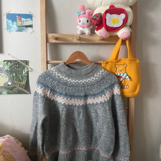 모리걸 빈티지 노르딕 그레이 니트🩶💗