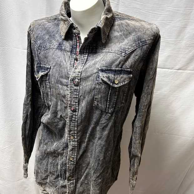 y2k ethnic lined corduroy shirt