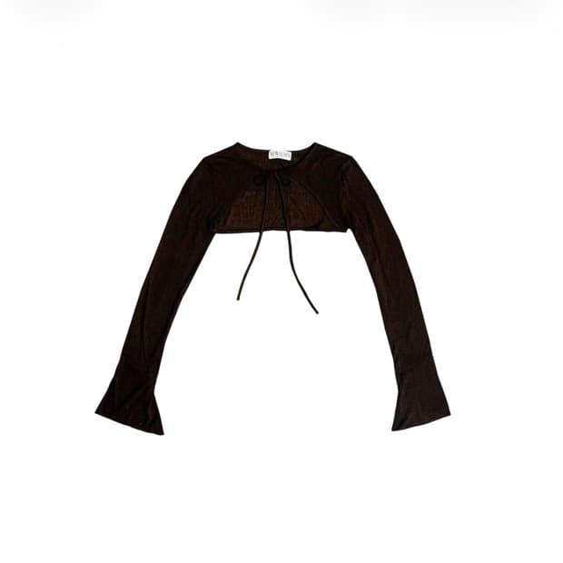 뉴얼린 시스루 볼레로 가디건 브라운