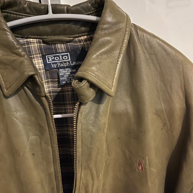 폴로 랄프로렌 가죽 자켓 올리브