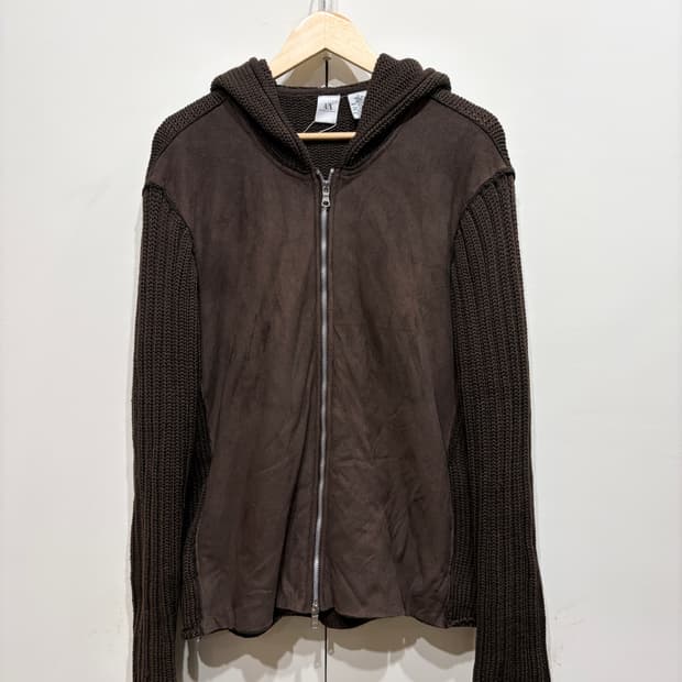 아르마니 익스체인지 스웨이드 투웨이 니트 후드집업