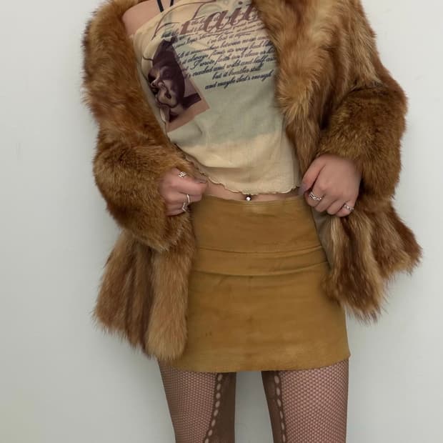 브라운 리얼퍼 자켓