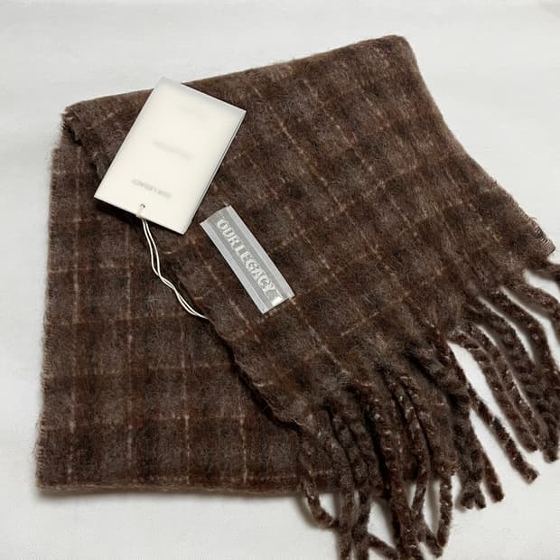 아워레가시 25fw ESTATE 알파카 체크 머플러/브라운