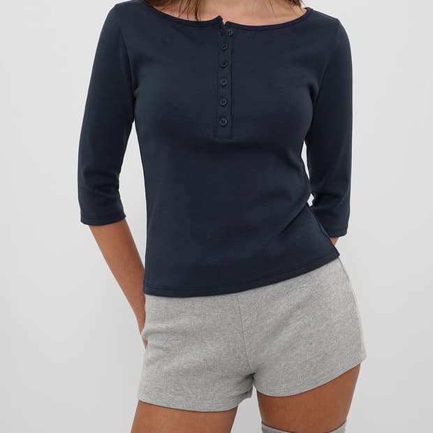 [새상품] 블랙업 텐션 스탠다드 헨리넥 7부티셔츠