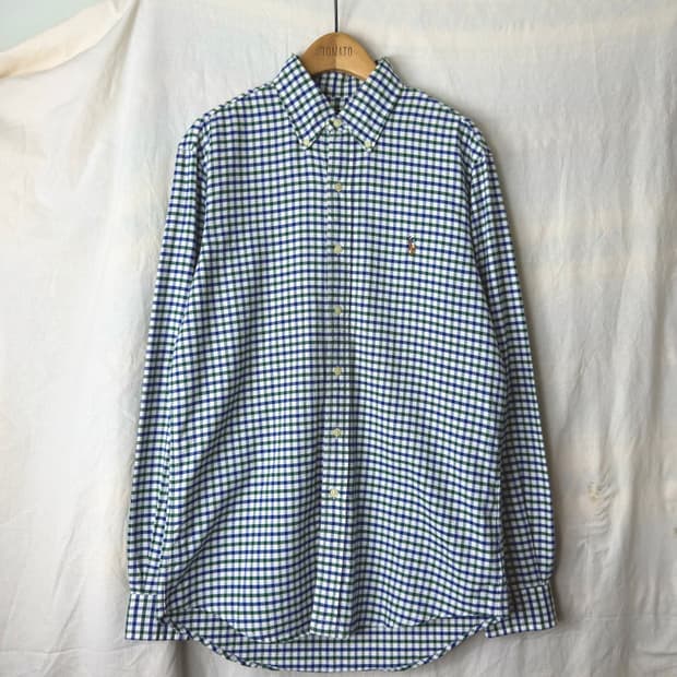 S 폴로랄프로렌 블루 그린 체크 셔츠