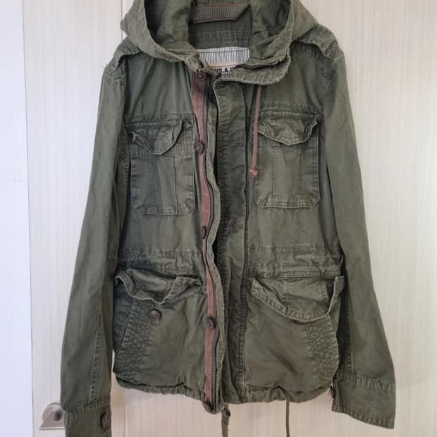 후아유 빈티지 카키 야상 자켓