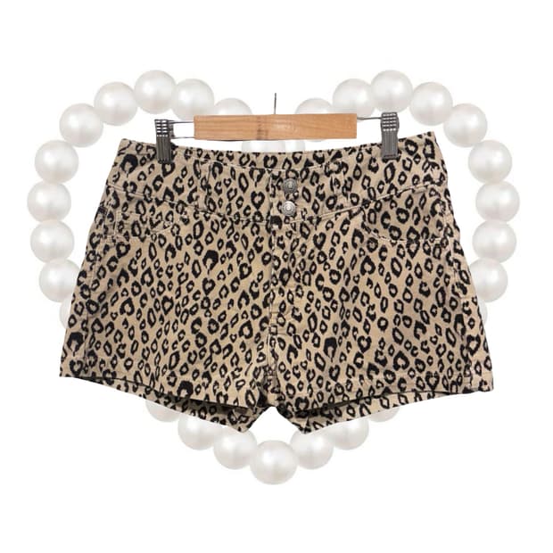 COLZA 코듀로이 레오파드 호피 핫팬츠 로우라이즈 갸루