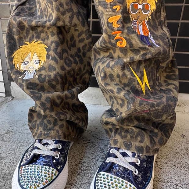 srrybabe 갸루 레오파드 팬츠