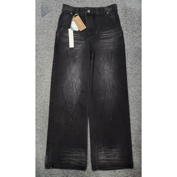 ETCE 이씨티이 다이아 패치 워싱 와이드 데님팬츠 S