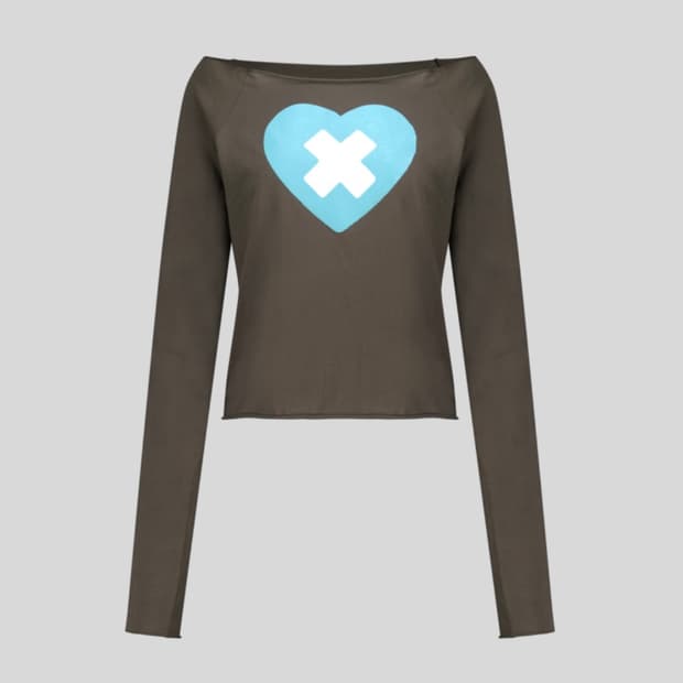 샵페어리 컷오프 티셔츠 브라운