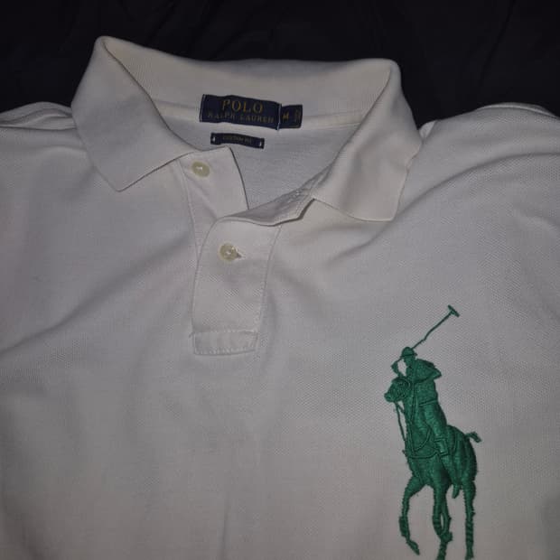 폴로 랄프로렌 화이트 빅포니 긴팔 카라 티셔츠 M
