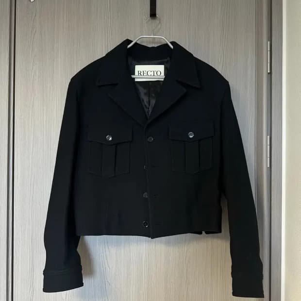 (S, 1회착) 렉토 24FW 카일 밀리터리 울 블렌드 숏 크롭 자켓