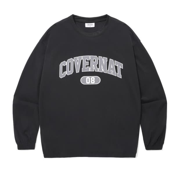 [새상품] XL) 커버낫 컬리지 테크 나일론 맨투맨 블랙