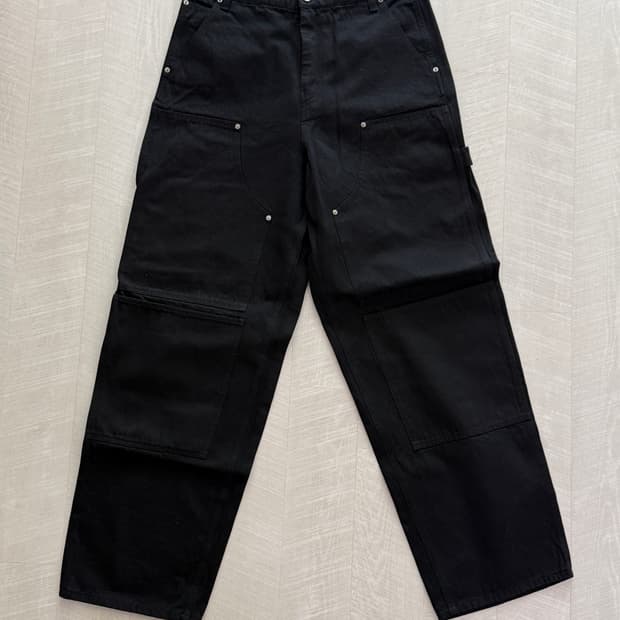 [2] 아오이로 커티드 더블니 팬츠 블랙